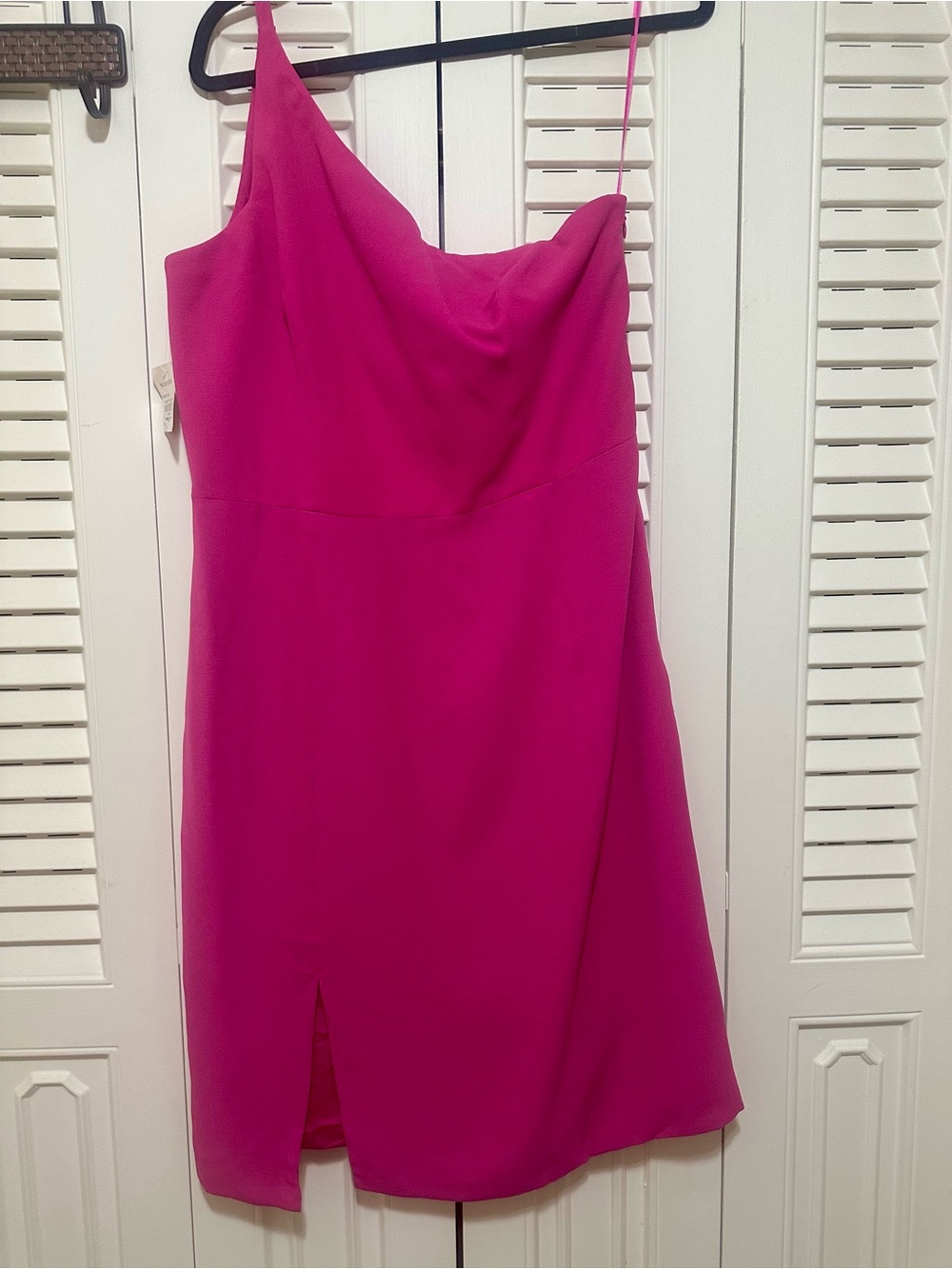 Dress the Population One-Shoulder Fuchsia Cocktail Dress